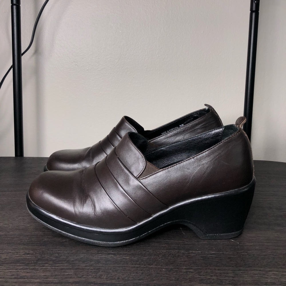 Dansko Brown Leather Heel Clogs Sz 39
